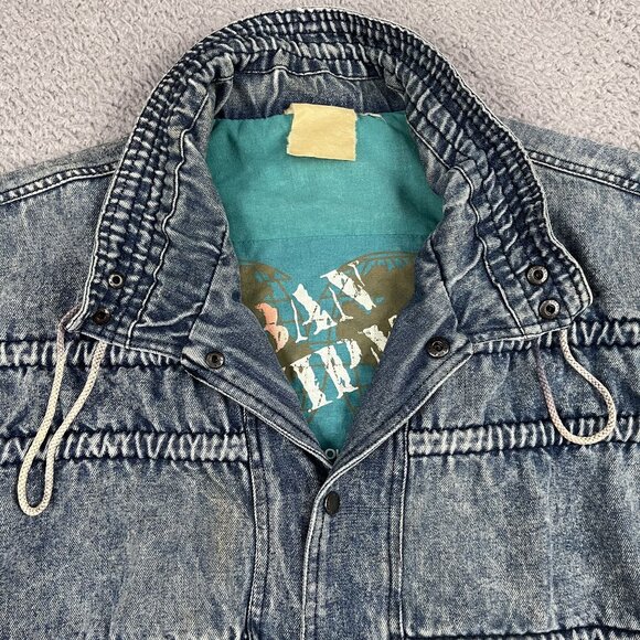 VTG Urban Equipment Jean Jacket Mens Distressed Bomber Sz Large - Picture 10 of 10